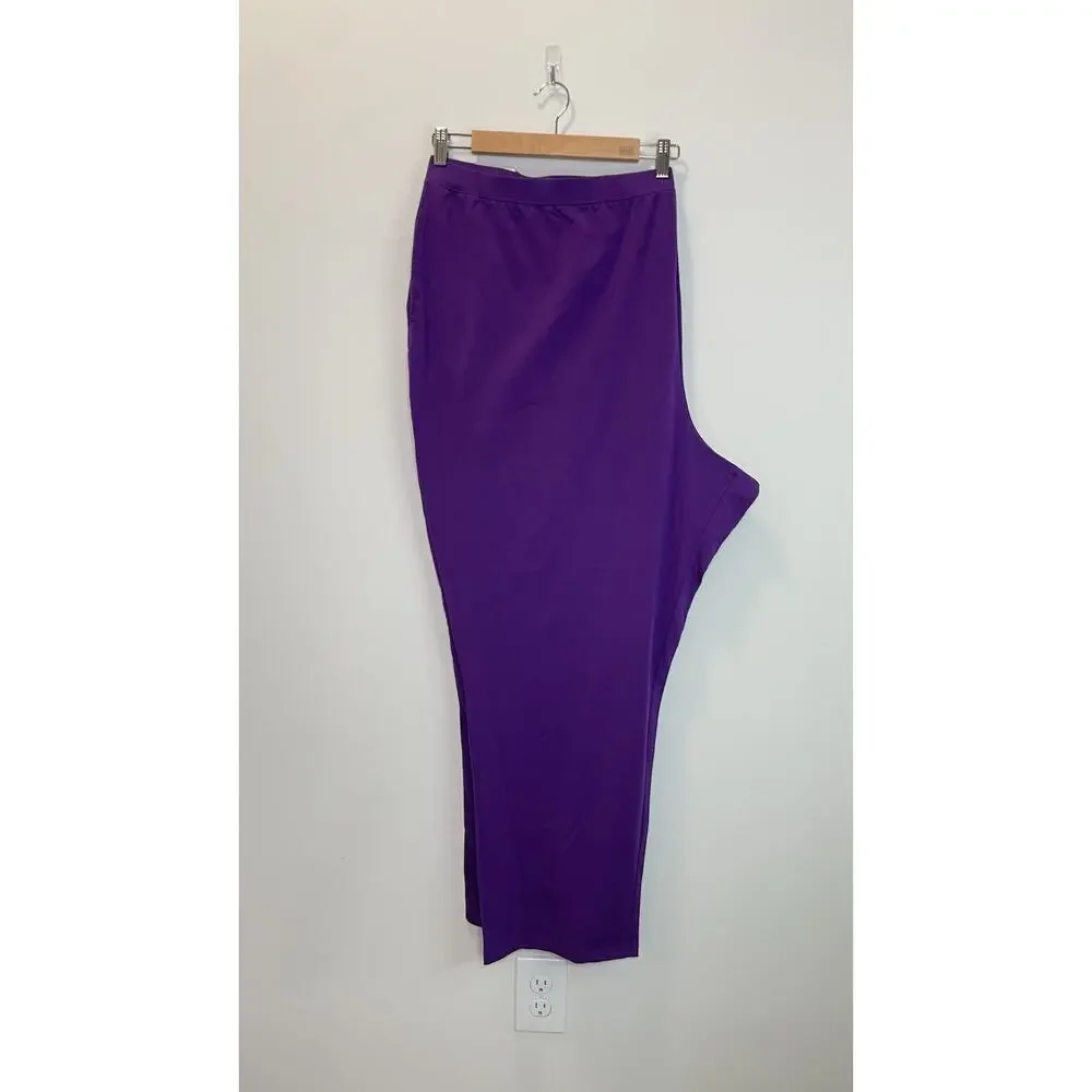 NWT Catherines Suprema Collection Cotton Knit Capri Pants Purple 5X (34/36) - Picture 1 of 12
